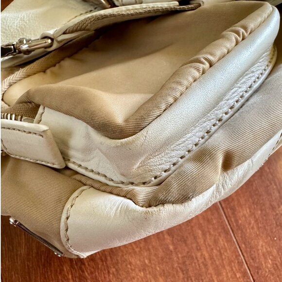 PRADA Vitello-Trimmed Tessuto Double Pocket Buckle Flap Shoulder Bag - Picture 14 of 16